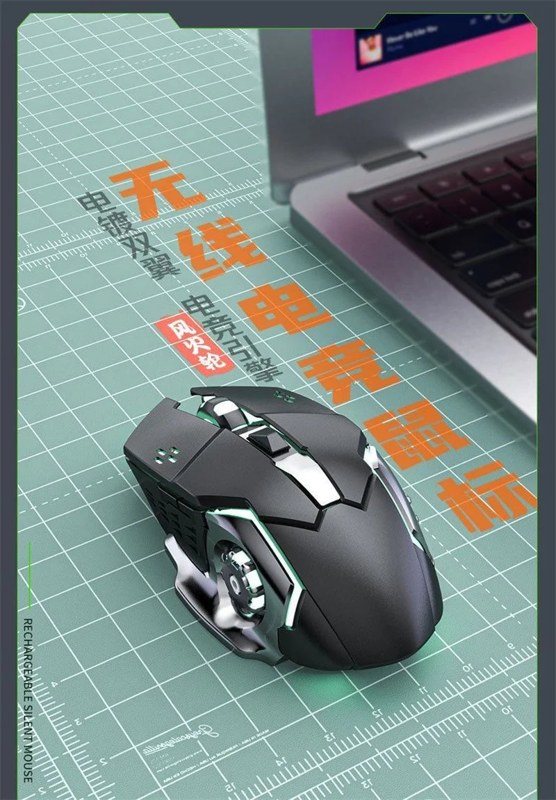 Mouse RGB dual-mode cablato e wireless 2.4G, mouse gaming ricaricabile silenzioso, mouse regolabile 3600 DPI per laptop
