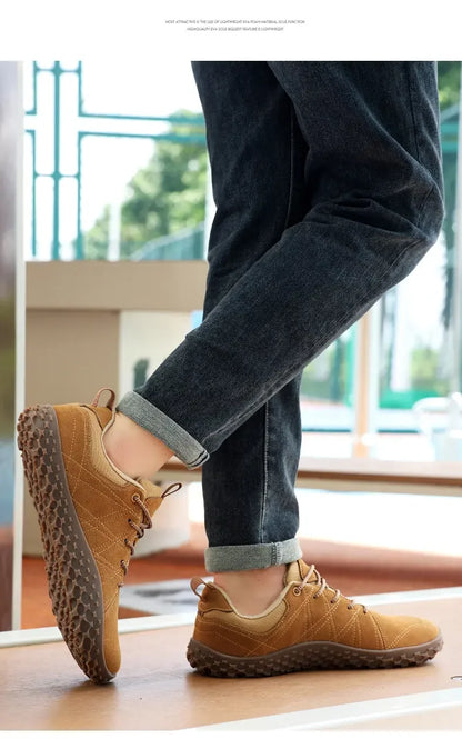 Suede Leather Shoes PU Fabric Wide Toe Shoe Anti Slip Hiking Shoe Workwear Men's Sports Shoes Women's Outdoor Walking Shoes