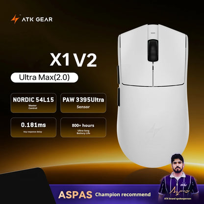 Ratón inalámbrico ATK X1 V2 Ultimate 2.0 PAW3950, ultraligero 54g, 750ips, latencia baja 0.163ms, 650ips, accesorio gamer nuevo para regalo