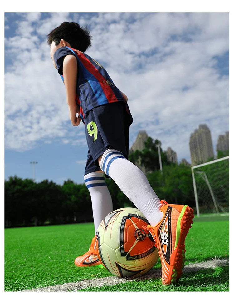 Children's Rotating Buckle Sneaker Students Competition Training Football Shoes Fashionable Lightweight Anti slip Footwear