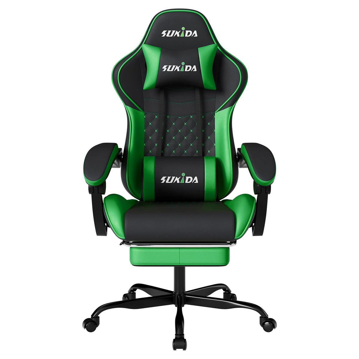 SUKIDA Ergonomic Gaming Chair with Footrest, Lumbar Support Computer Chair, Comfortable Office Chair with Adjustable Reclining Backrest