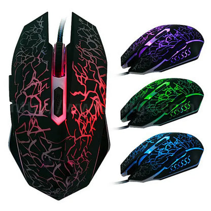 Ratón gaming con cable USB de 2400 DPI, ratón gaming profesional con retroiluminación LED, ratón ergonómico para PC, portátil y MacBook