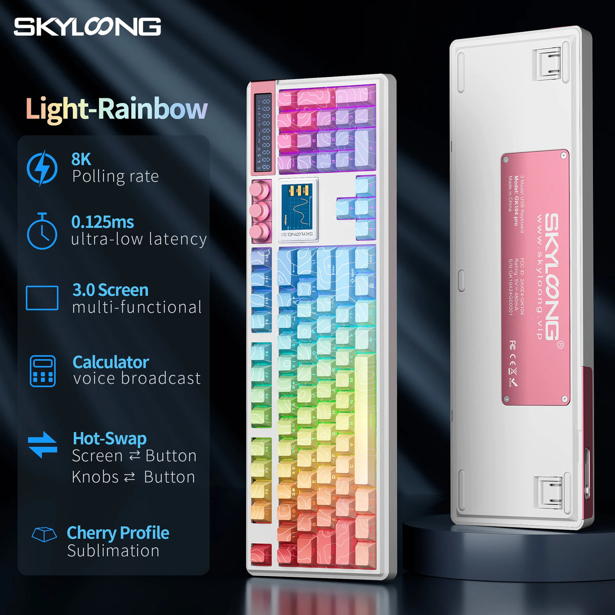 Teclado mecánico inalámbrico SKYLOONG GK104 Pro 100% personalizado, teclado con interruptores intercambiables en caliente de bajo ruido para PC gamer y accesorios de oficina