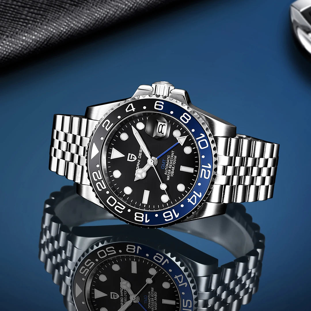 PAGANI DESIGN Men Automatic Watches Sapphire Glass 40mm Ceramic GMT Mechanical Wristwatch Top Brand Sports Waterproof Men Watch