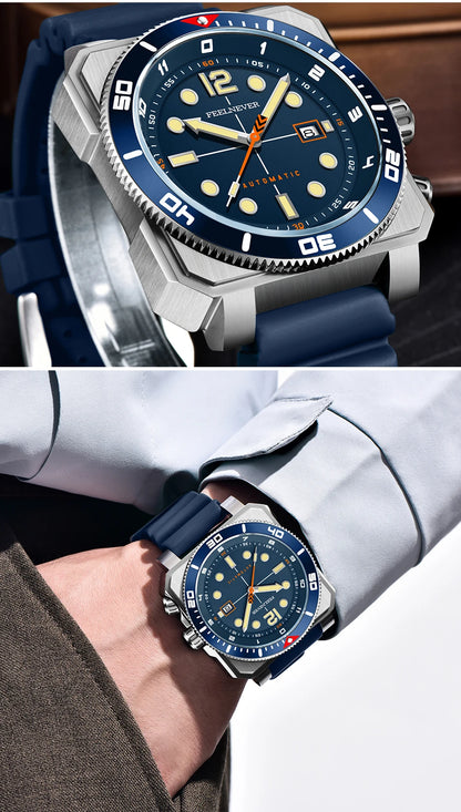 FeelNever 8215 Movement Automatic Dive Watch for Men Super Luminous 316 Steel Wristwatch Sapphire Sports Mechanical Male Watches