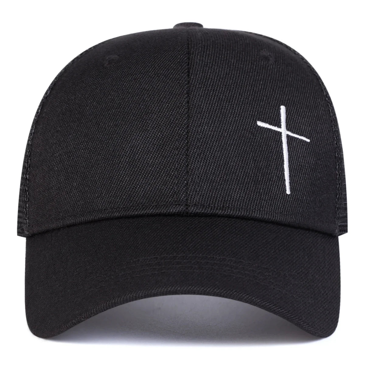 Unisex Cross Embroidery Baseball Net Caps Adjustable Casual Hats Spring and Summer Outdoor Sunscreen Hat