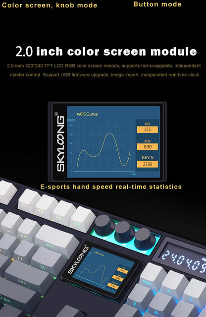 Teclado mecánico inalámbrico SKYLOONG GK104 Pro 100% personalizado, teclado con interruptores intercambiables en caliente de bajo ruido para PC gamer y accesorios de oficina