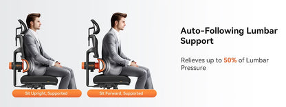 NEWTRAL NT001 Ergonomic Office Chair with Adaptive Lumbar Support, Adjustable Backrest, 3D Armrests, Headrest & Reclining Design