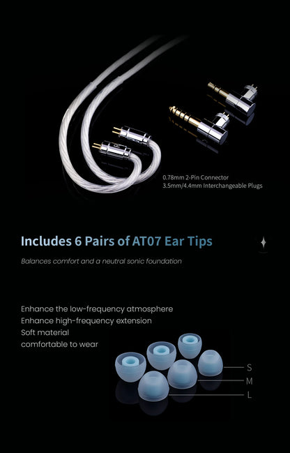 EPZ P40 PZT Ceramic HiFi In-Ear Headphones 2DD+1Planar Hybrid Drivers, EPZ P40 Ceramic Earphones with Silver-Plated Cable, 4.4mm/3.5mm Audiophile IEM
