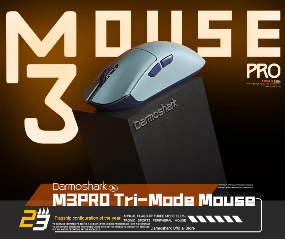 Ratón gaming Darmoshark M3Pro 2.4G BT inalámbrico trimodo con sensor PAW3395 N52840, 26000DPI, para manos grandes, controlador macro para gaming