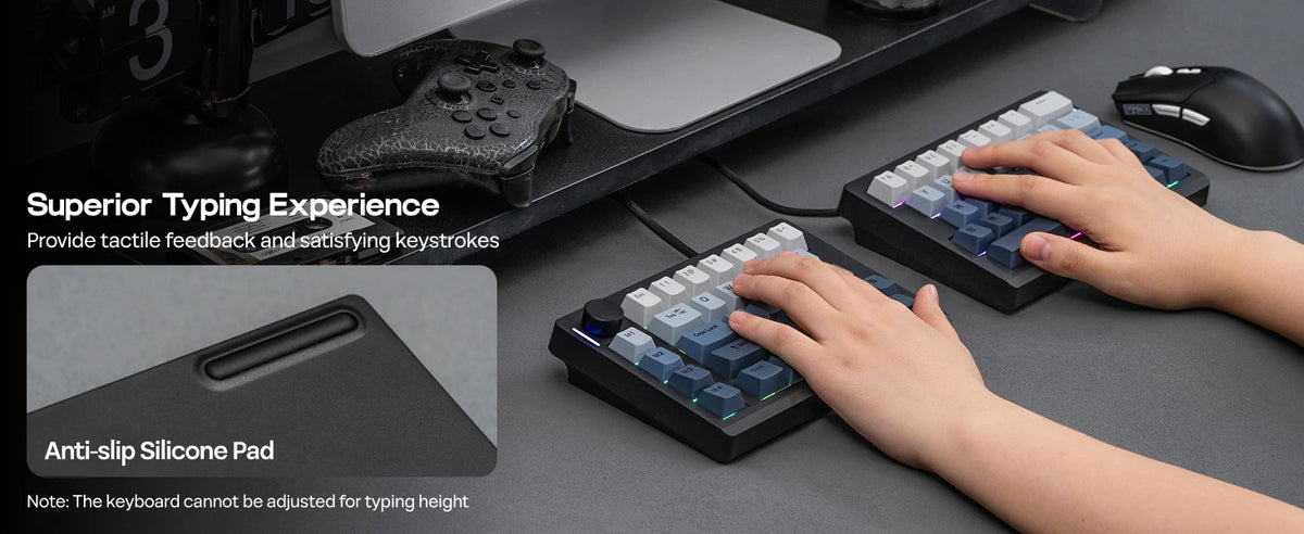 EPOMAKER Split70 QMK/VIA 70% Split Layout Wired/BT/2.4Ghz Wireless Mechanical Keyboard with Programmable Knob Mac Modifier