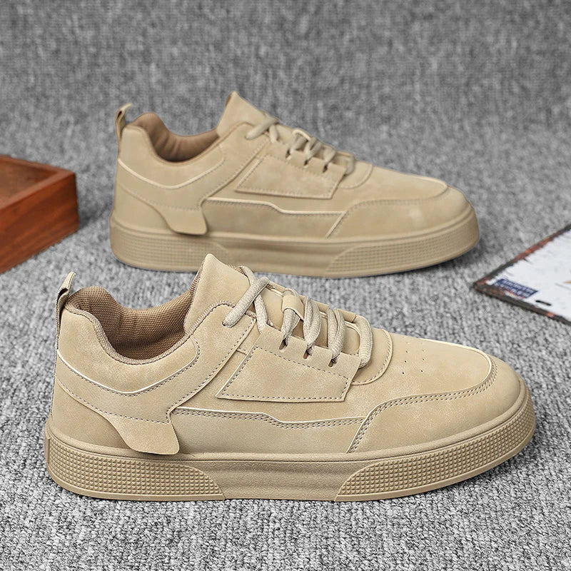Men's Suede Casual Sneakers - Stylish Low-Top Lace-Up Shoes for Daily Wear & Street Fashion