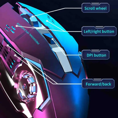 Bluetooth herní myš k počítači, dobíjecí bezdrátová myš USB, mechanická e-sportovní podsvícená myš PC Gamer pro počítač