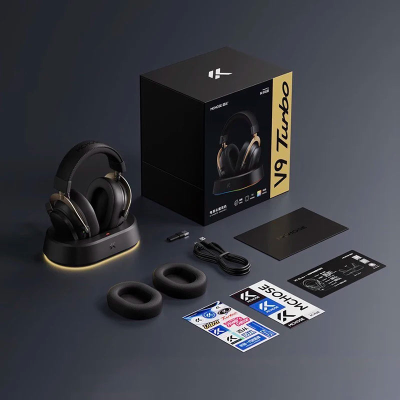 Auscultadores sem fios para jogos MCHOSE V9 Turbo com microfone, auscultadores para eSports com quatro modos, auscultadores Bluetooth para jogos com cobertura total e áudio profissional