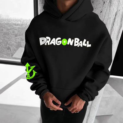 Retro fitness mikina s kapucí Dragon Ball podzim/zima 2026, 100% bavlna, potisk Broly, oversized streetwear pro muže, ženy, dospělé a děti
