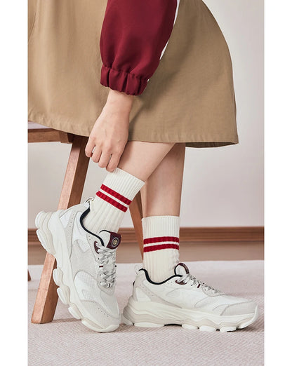 Xtep Chinoiserie Casual Shoes Female 2025 Spring Increase Thick Sole Sports Shoes Outdoor Vintage Fashion Sneakers 875118320006