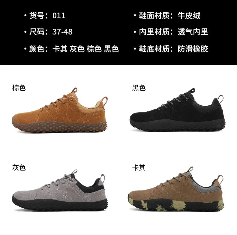Suede Leather Shoes PU Fabric Wide Toe Shoe Anti Slip Hiking Shoe Workwear Men's Sports Shoes Women's Outdoor Walking Shoes