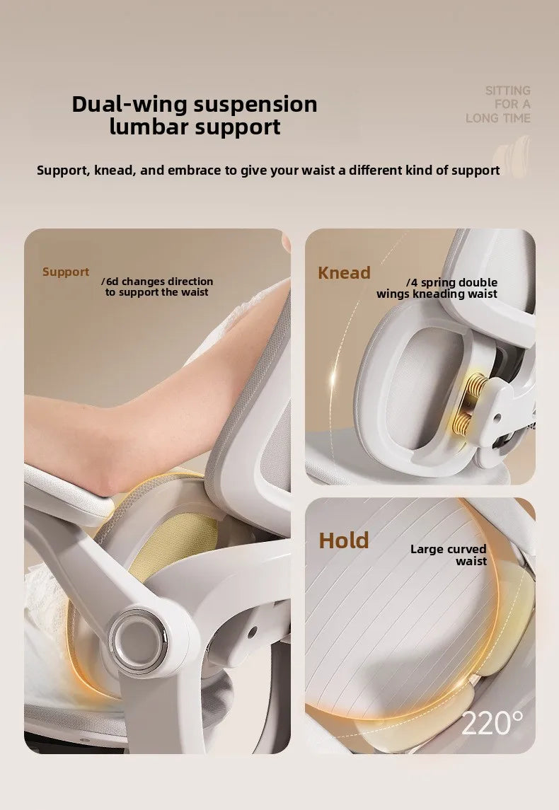 Ergonomic Office Chair with Floating Wing Lumbar Support, Adjustable Height Mesh Computer Chair, Swivel Rolling Office Chair for Home, Gaming & Office
