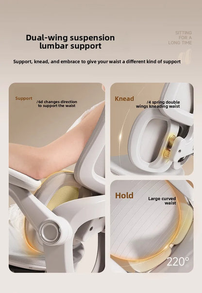 Ergonomic Office Chair with Floating Wing Lumbar Support, Adjustable Height Mesh Computer Chair, Swivel Rolling Office Chair for Home, Gaming & Office