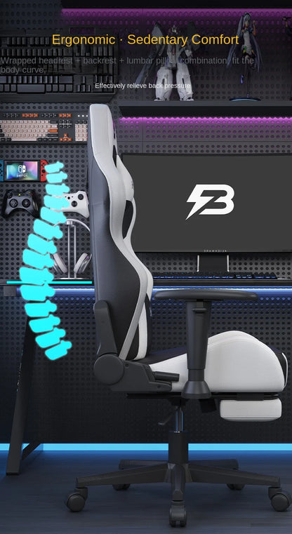 S8 Gaming Chair with 3D Armrests, Ergonomic Adjustable Backrest, Computer Office Chair, Leather Gamer Chair with Nylon Feet