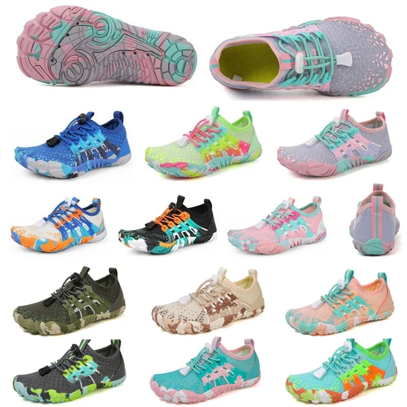 Men Women Water shoes Upstream Wading Swimming Barefoot Five Fingers Aqua Shoes Colorful Beach Seaside Light Unisex Sneakers New