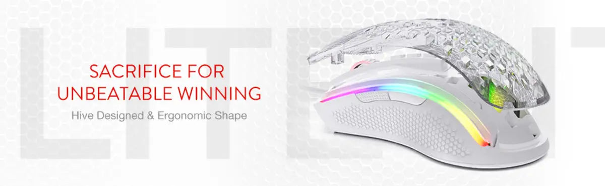 Redragon M808 Storm Lightweight RGB Gaming Mouse, Wired USB Gaming Mouse with 12,400 DPI Optical Sensor, 7 Programmable Buttons, Honeycomb Esports Mouse