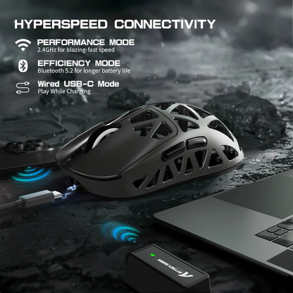 Ratón gaming ATTACK SHARK R2 de aleación de magnesio PAW3950, trimodo, 8000hz, 42000 DPI, ultraligero de 45g, microinterruptores de 100M clics