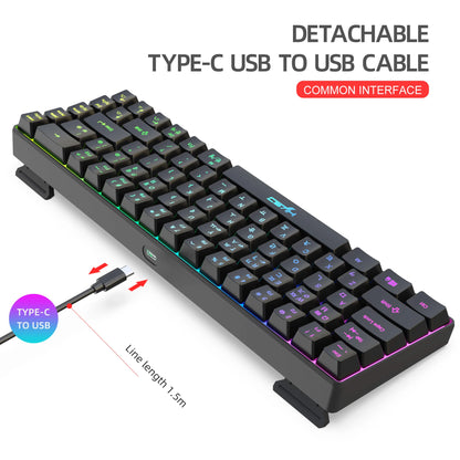 Tastiera gaming 68 tasti USB cablata portatile con retroilluminazione RGB 20, layout coreano, per laptop e computer Windows