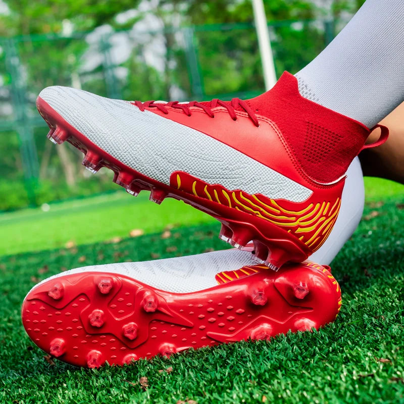 Black Men Soccer Shoes AG/FG Cleats Training Football Boots For Men High Ankle Sport Shoes Kids Adults Sneakers 35-45
