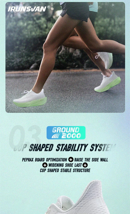 IRUNSVAN Carbon Fiber Sneakers Beginner/Advanced Running Shoes Breathable and Comfortable Thick Bottom Training Shoes unisex 130