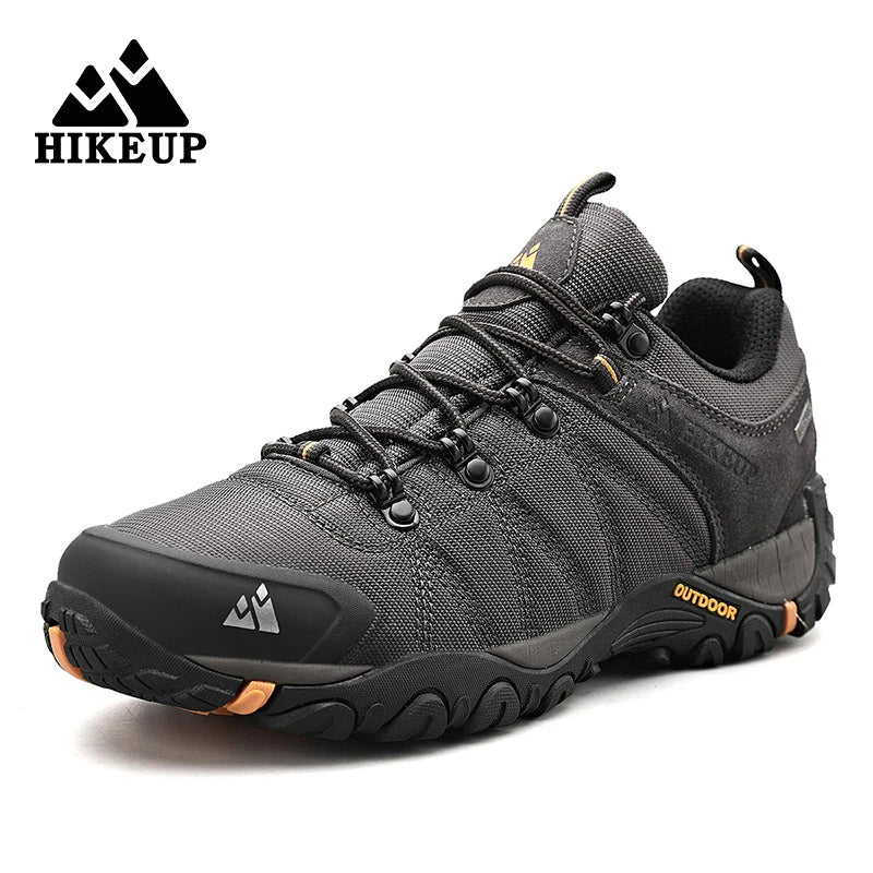 HIKEUP Celoroční pánské turistické boty pro outdoorové sporty z pravé kůže, odolné proti opotřebení, horolezecké boty s gumovou podrážkou, trekingové tenisky