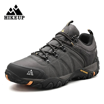 HIKEUP Celoroční pánské turistické boty pro outdoorové sporty z pravé kůže, odolné proti opotřebení, horolezecké boty s gumovou podrážkou, trekingové tenisky