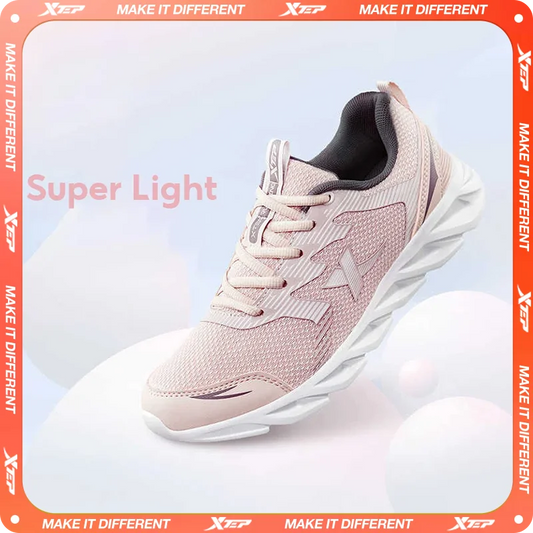 Xtep Running Shoes Non-Slip Soft Women’s Sports Shoes Leather Upper Shock Absorption Female Sneakers 879318110073