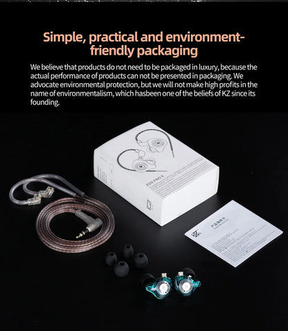 KZ EDX PRO X Wired Earphones HiFi Stereo Bass Earbuds with Detachable Cable, Gaming Sport In-Ear Headphones with Noise Isolation
