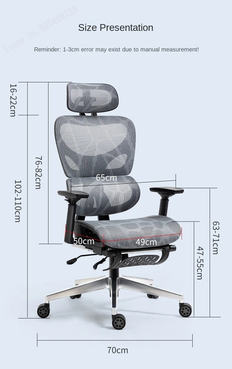 New E07 Pro Ergonomic Chair Sedentary Comfort Office Chair Home Study Gaming Chair Backrest Adjustable Seat with Footrest