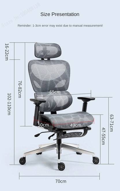 New E07 Pro Ergonomic Chair Sedentary Comfort Office Chair Home Study Gaming Chair Backrest Adjustable Seat with Footrest