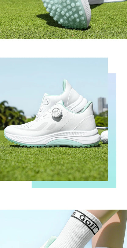 PGM Women Golf Shoes Summer Breathable Knob Shoelaces Height Increase Anti Slip Korean Outdoor Sports Sneakers XZ417