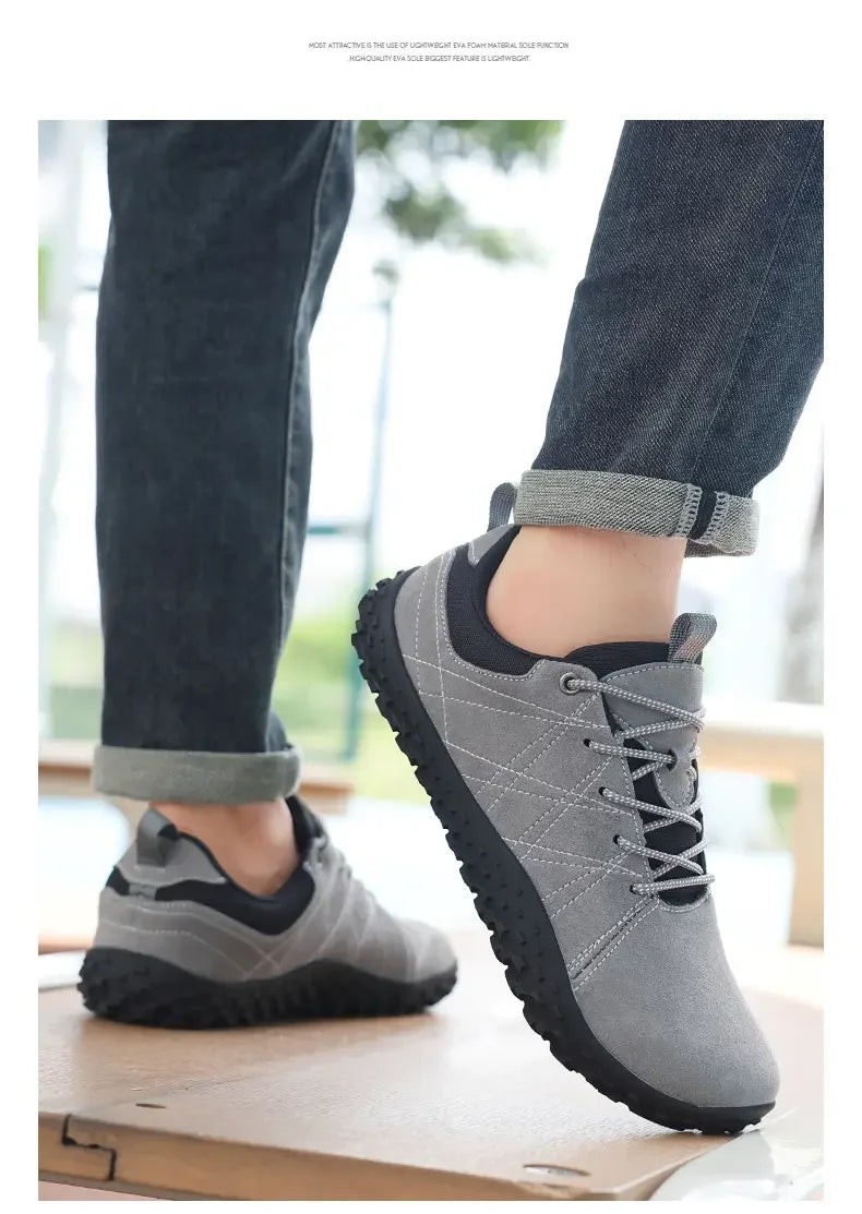 Suede Leather Shoes PU Fabric Wide Toe Shoe Anti Slip Hiking Shoe Workwear Men's Sports Shoes Women's Outdoor Walking Shoes