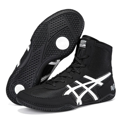 2026 Lightweight Wrestling Shoes For Men Professional Boxing Training Sneakers Large Size Black White Gym Outdoor Sports
