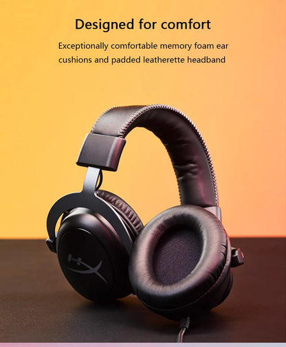 HyperX Cloud II Wired Gaming Headset with 7.1 Surround Sound, Hi-Fi Gaming Headphones, Detachable Noise-Cancelling Microphone, USB Sound Card for PC, PS4 & Xbox