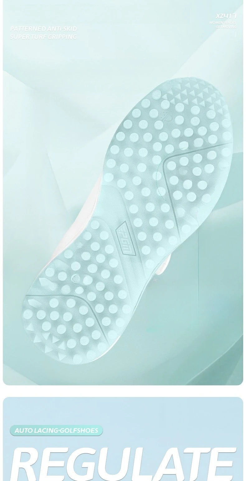 PGM Women Golf Shoes Summer Breathable Knob Shoelaces Height Increase Anti Slip Korean Outdoor Sports Sneakers XZ417