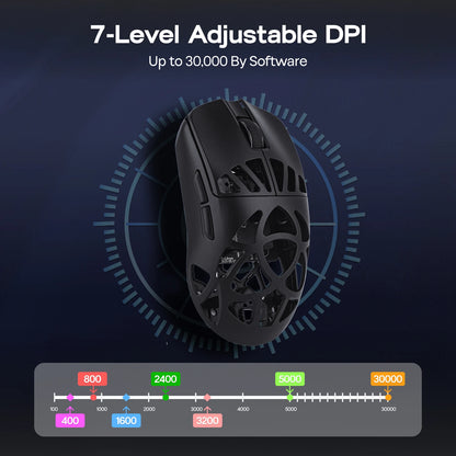 Mouse da gaming wireless EPOMAKER Carbon X cablato/2.4G/BT, da 400 a 30,000 DPI regolabili, con sensore PAW3950 per PC/Mac/Linux