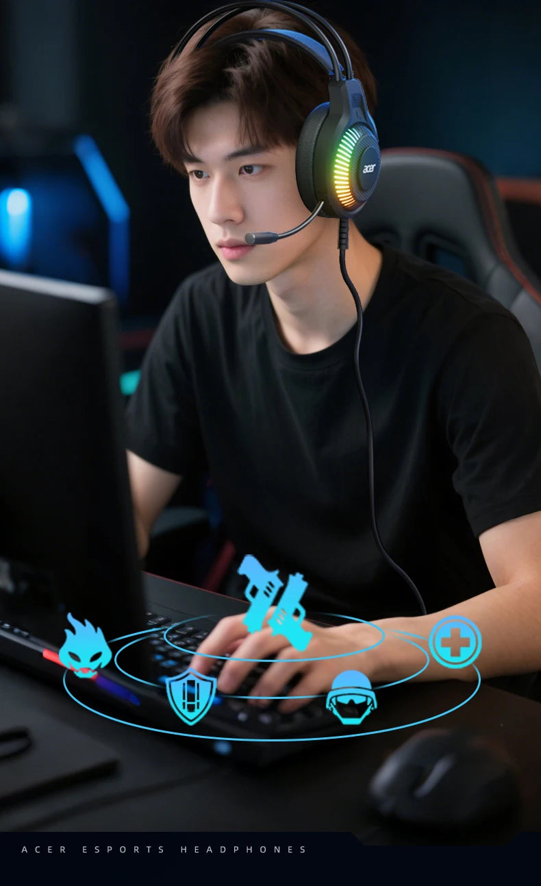 RGB Wired Gaming Earphones with Mic – Low Latency Surround Sound RGB Cool Lighting Gaming Headset with Noise Isolation & Comfort Fit