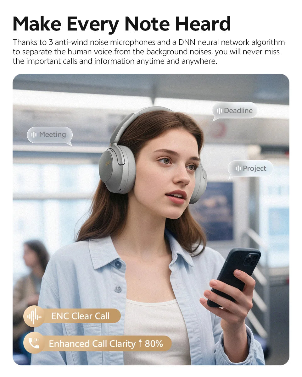 QCY H3S – Adaptiver ANC-Over-Ear-Bluetooth 6.0-Kopfhörer mit -56dB – Hi-Res LDAC Wireless-Headset, 102H Akku, räumlicher Klang mit Dual-Treiber