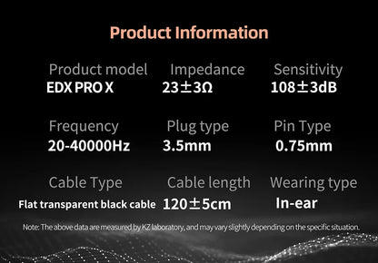 KZ EDX PRO X Wired Earphones HiFi Stereo Bass Earbuds with Detachable Cable, Gaming Sport In-Ear Headphones with Noise Isolation