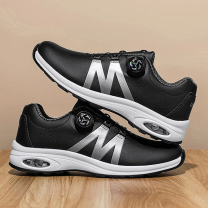 Golf Shoes Air Cushion Men Sports Running Driving Shoes Breathable Lightweight Comfortable Athletic Nonskid Rotating Sneakers