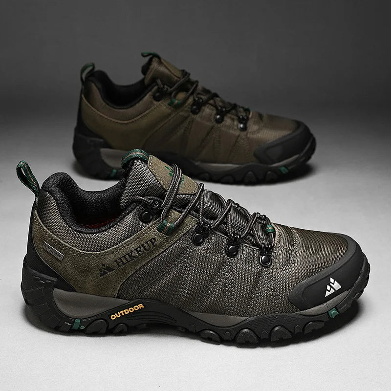HIKEUP Celoroční pánské turistické boty pro outdoorové sporty z pravé kůže, odolné proti opotřebení, horolezecké boty s gumovou podrážkou, trekingové tenisky