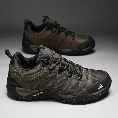 HIKEUP Celoroční pánské turistické boty pro outdoorové sporty z pravé kůže, odolné proti opotřebení, horolezecké boty s gumovou podrážkou, trekingové tenisky