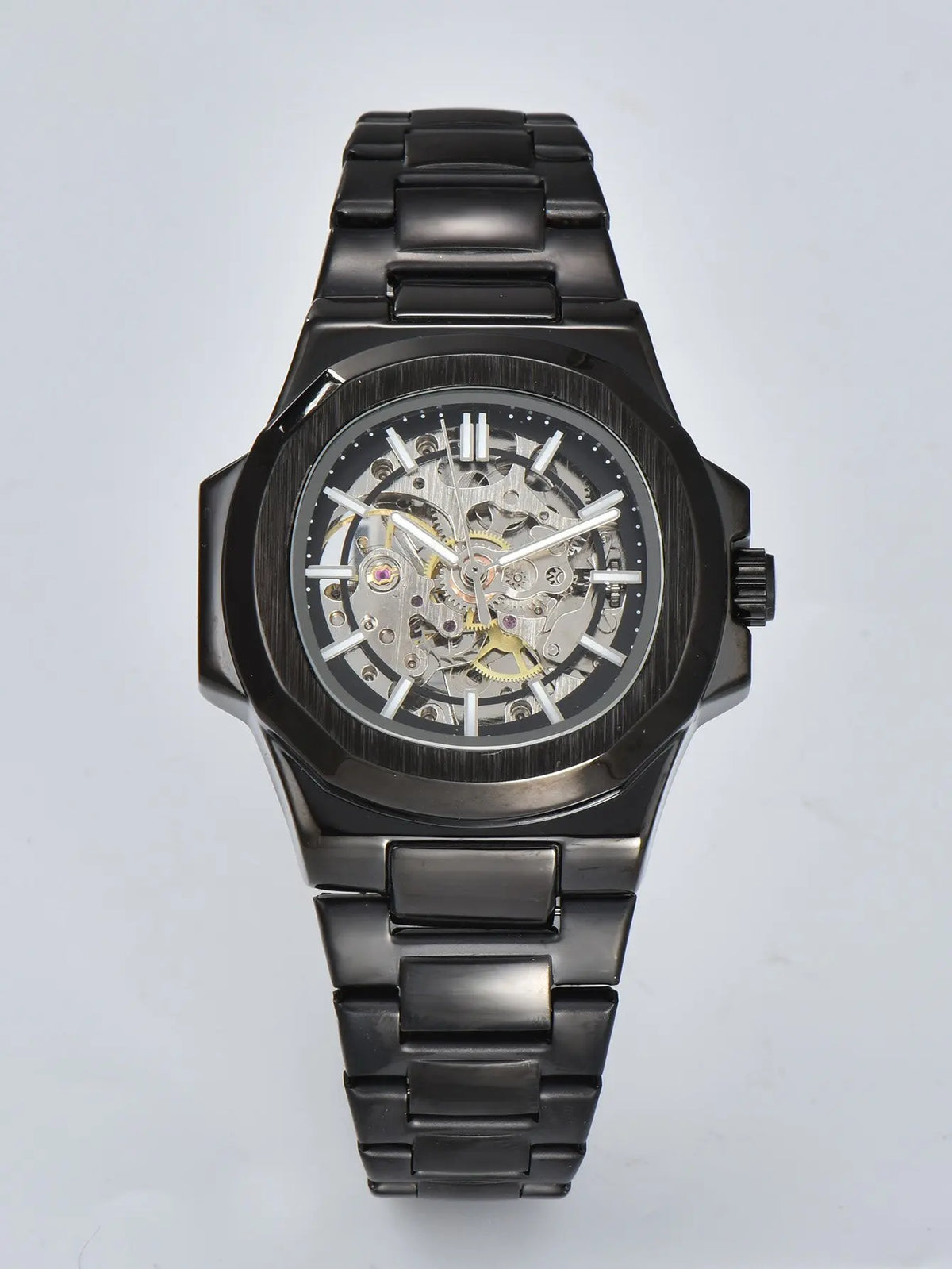 LONGLUX HOT SALE automatic mechanical men watch wholesale no logo waterproof skeleton business  stainless steel gift watch