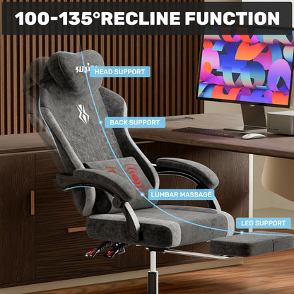SUKIDA Ergonomic Gaming Chair Breathable Fabric Office Chair with Lumbar Support, Adjustable Height PC Gaming Chair, Comfortable Executive Desk Chair